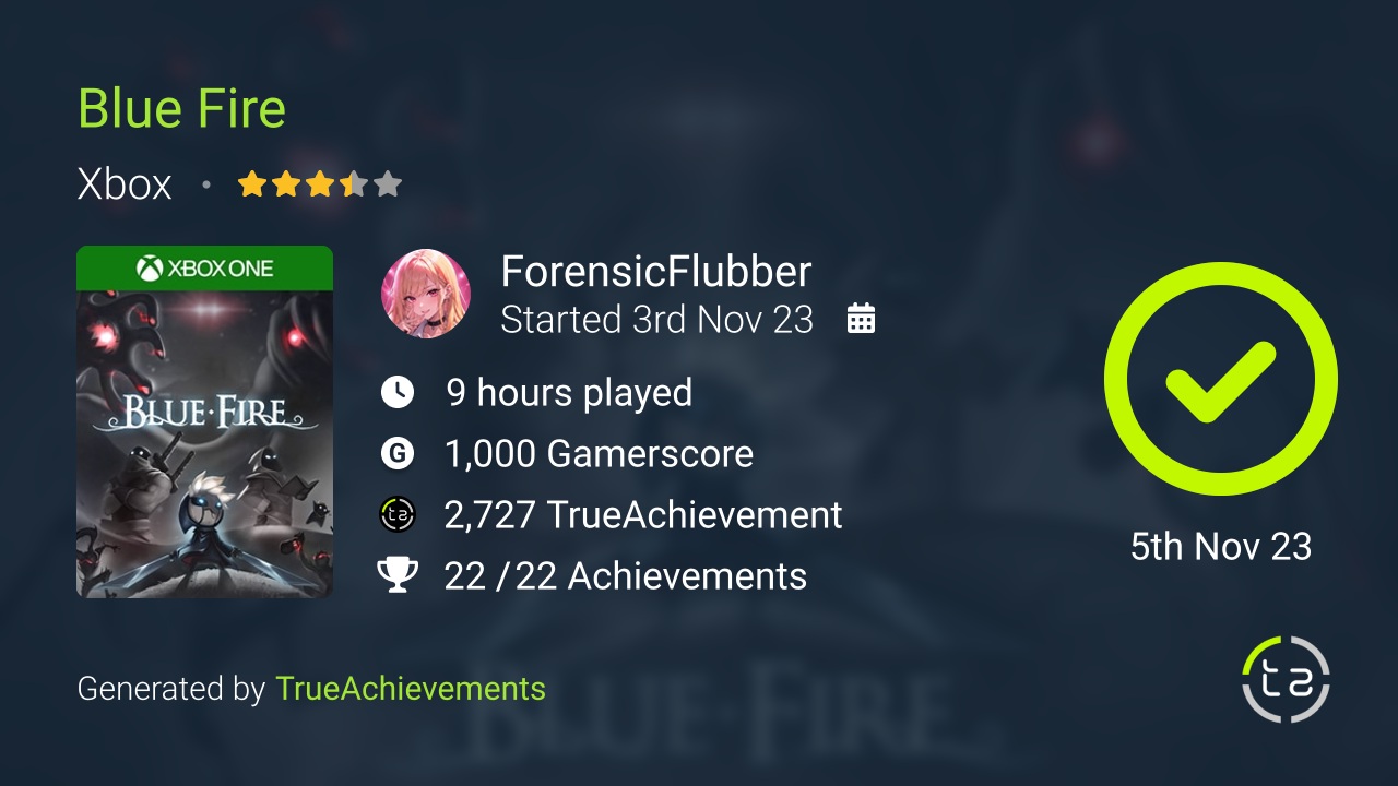 Blue Fire achievement summary